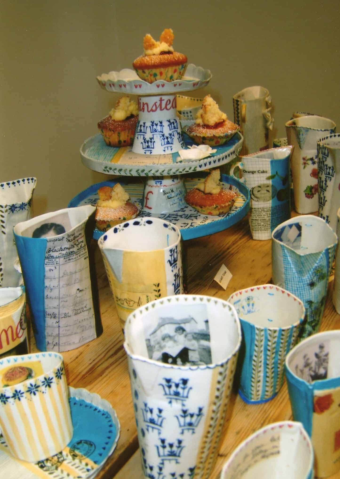 3-tier porcelain cake stand and a selection of jugs by Katie Almond