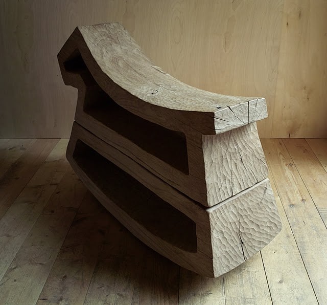 Sculptural organis wood chair by Denis Milovanov