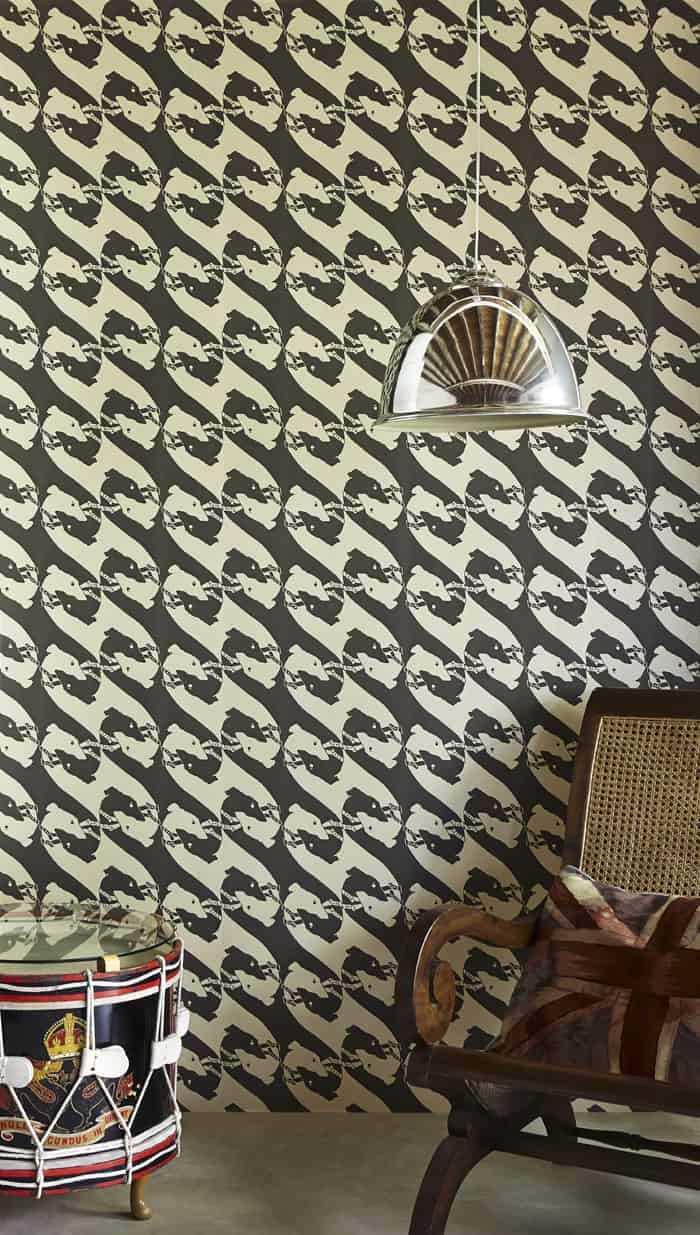 Barneby Gates Dogs Wallpaper in Charcoal