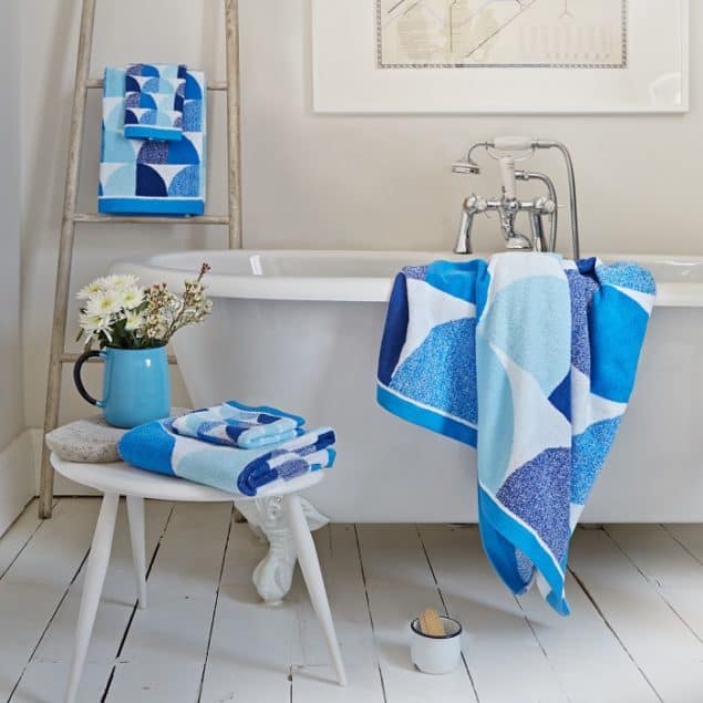 Scallop towels in blue by Lindsey Lang