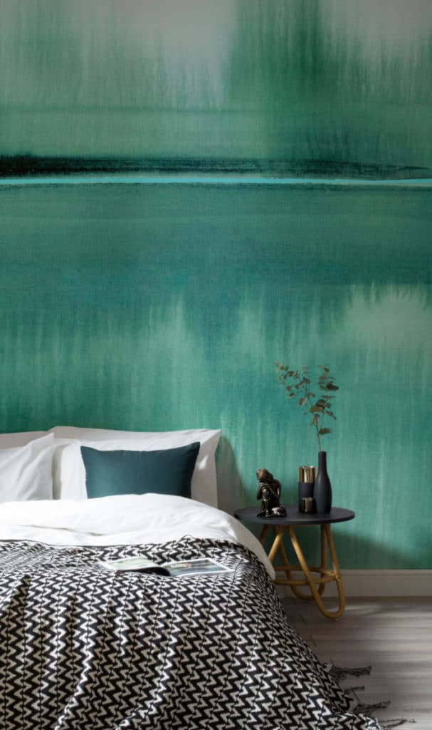Louise Body Murals Wallpaper - still lake emerald watercolour wallpaper