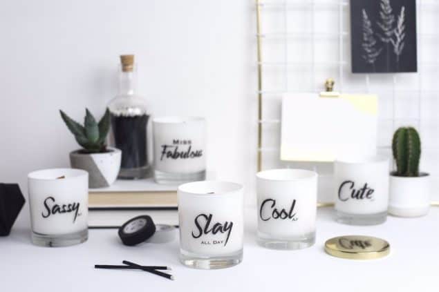 Monochrome Soy Wax Luxury Candles with wooden wick from Candelle and Co
