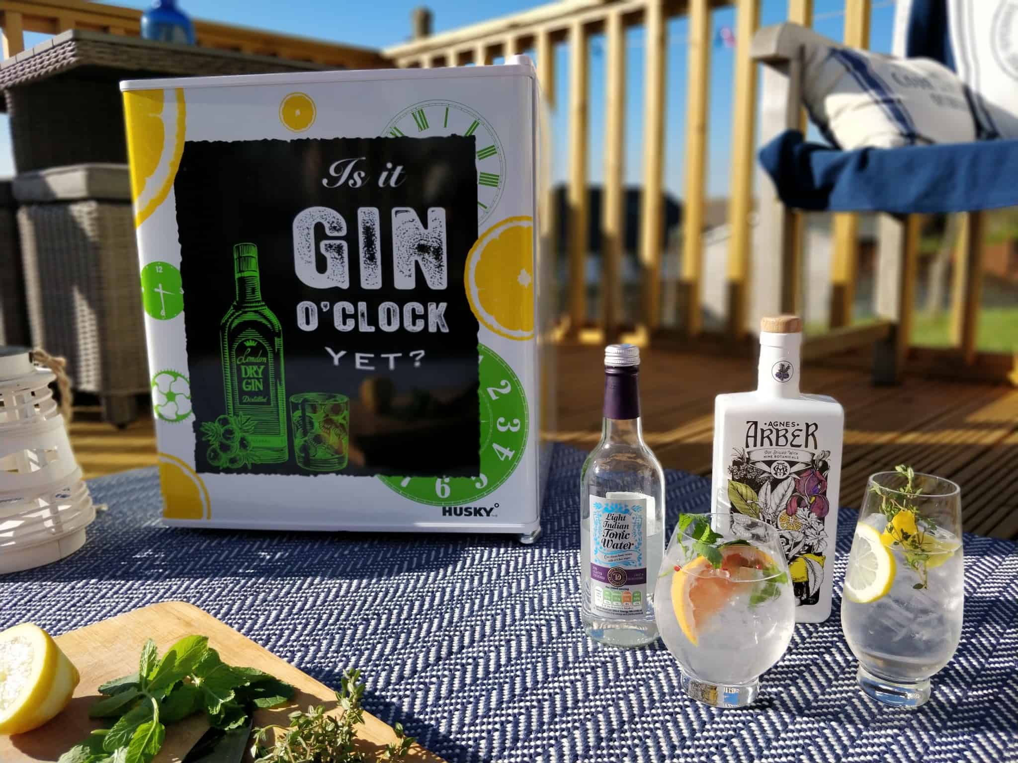 Making Gin Cocktails - Husky Gin Fridge, Dartington Crystal glasses and Agnes Arber Gin