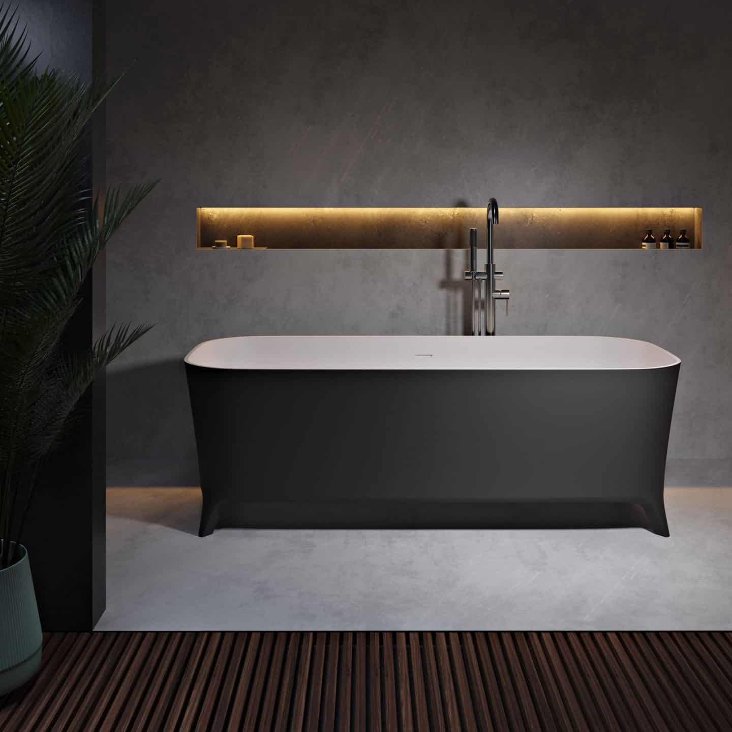  Lofty Black - Freestanding Solid Surface Bathtub from Riluxa