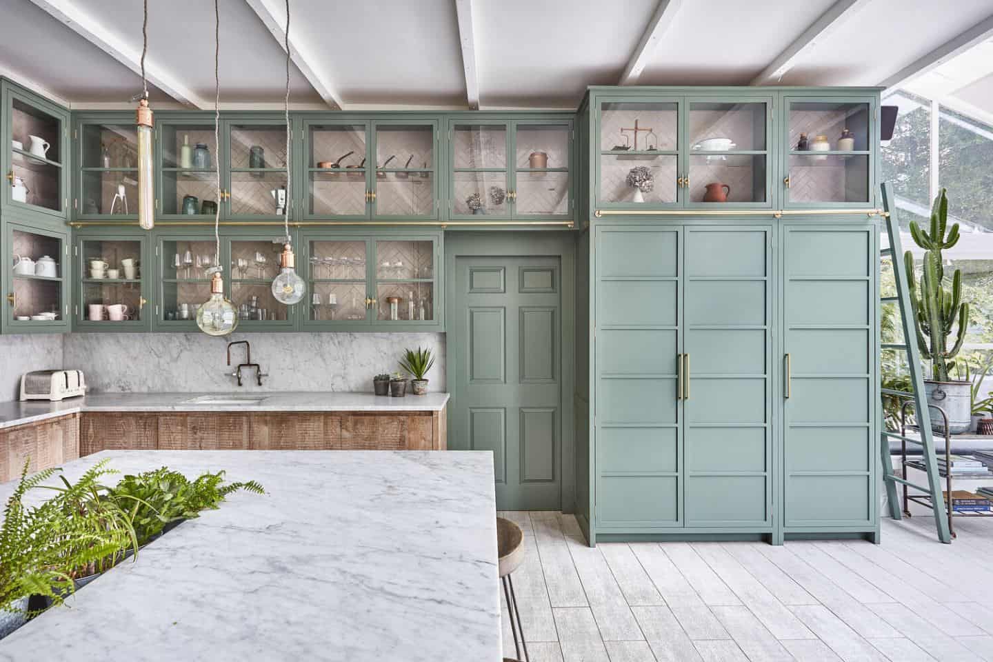 Urban Rustic Kitchens by Blakes London in a soft neo mint colour