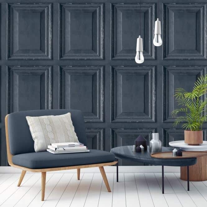 Antique Wooden panelling wallpaper from I Love Wallpaper in a living room setting