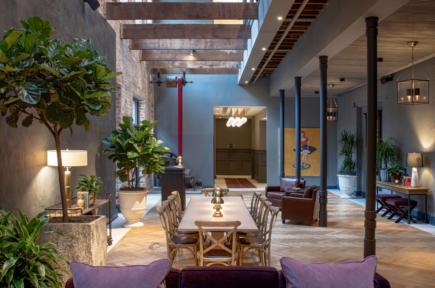 The lobby of the Eliza Jane Hotel in New Orleans 