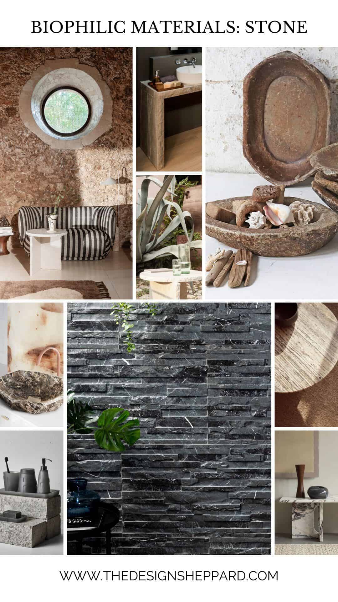 Stone is a biophilic design material