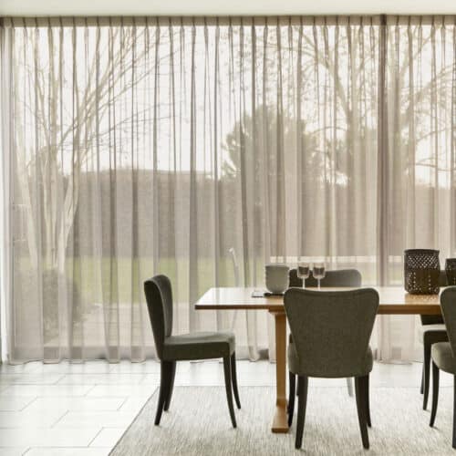 Linen voile curtains in a dining room