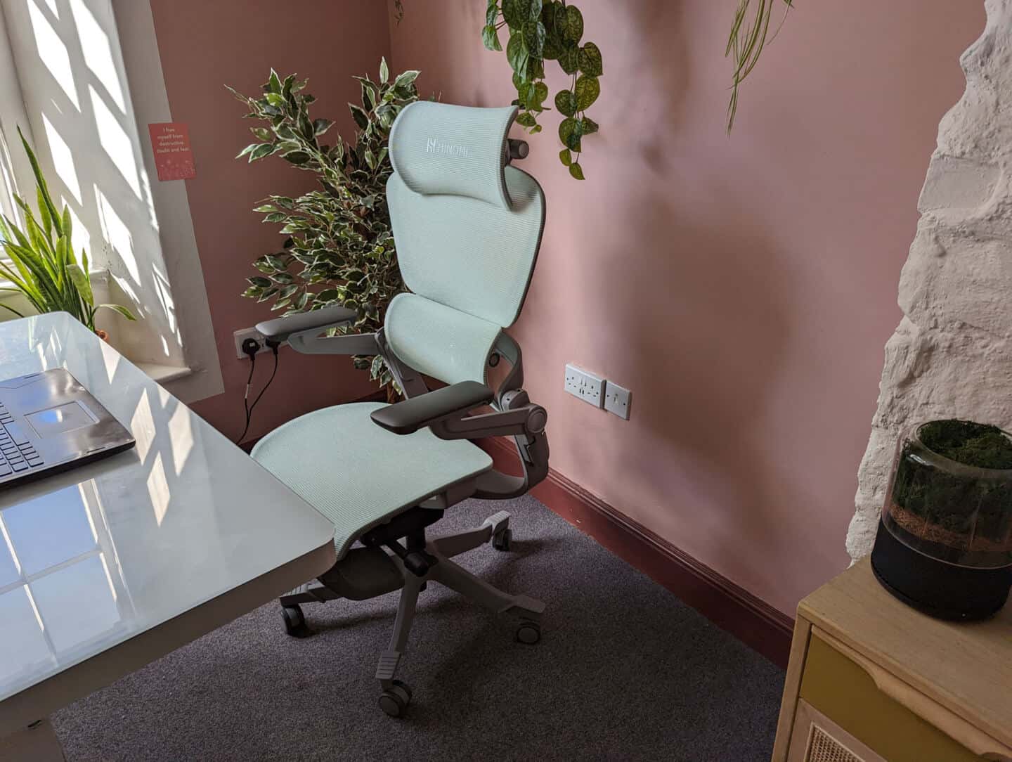The Hinomi  H1 Pro Ergonomic Office Chair in a pink office