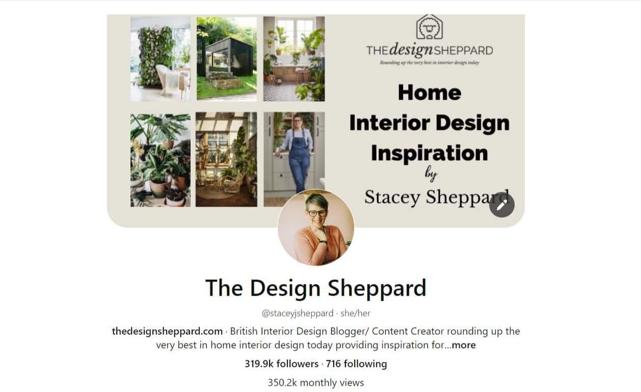 A screen shot of a Pinterest account for Stacey Sheppard